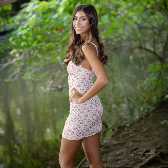 Urban Outfitters// last season mini white floral dress, only wore once - Picture 2 of 2